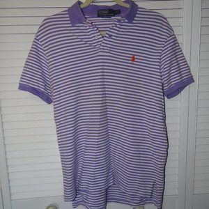 Men's Purple and White Short Sleeve Polo